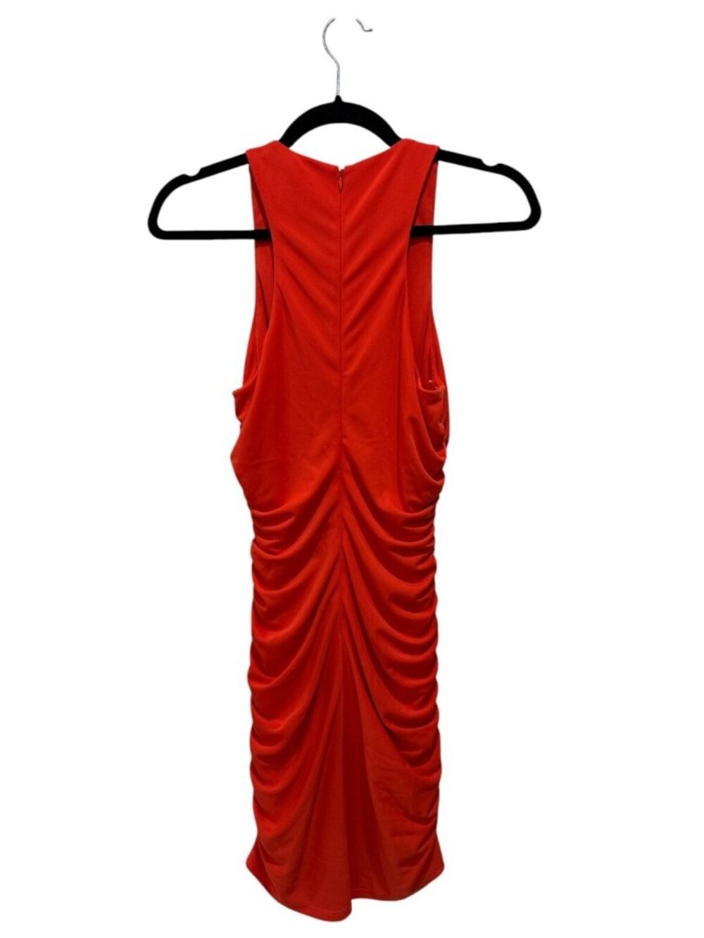 Cinq À Sept Orange Ruched Mini Dress With Sleeveless Design & Back Zipper Closur - Picture 4 of 7